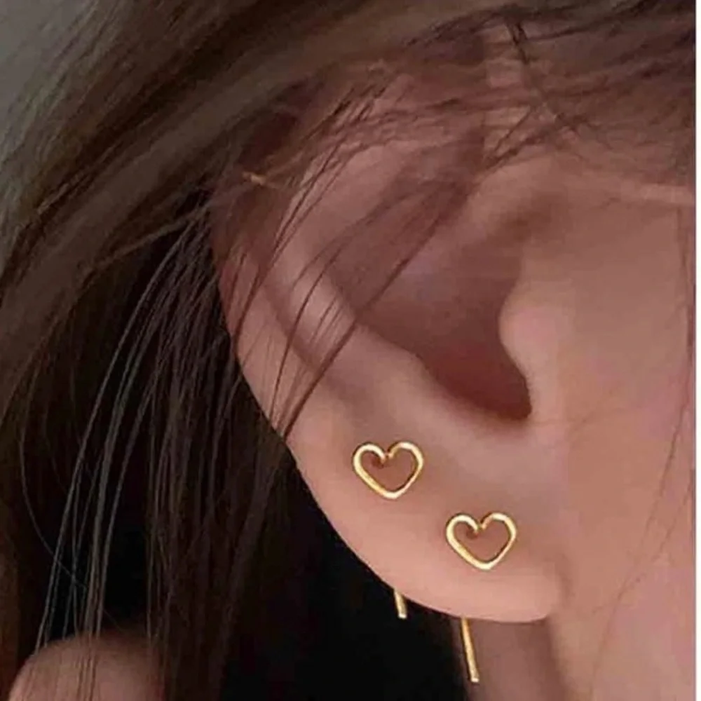 Bohemian Gold Love Heart Stud Earrings
